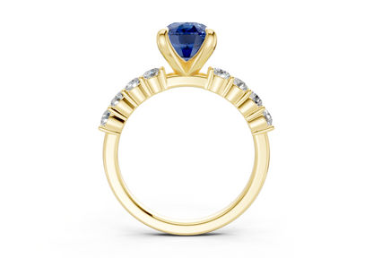 Arabella Sapphire Gemstone Accent Elongated Cushion Cut 2mm Engagement Ring