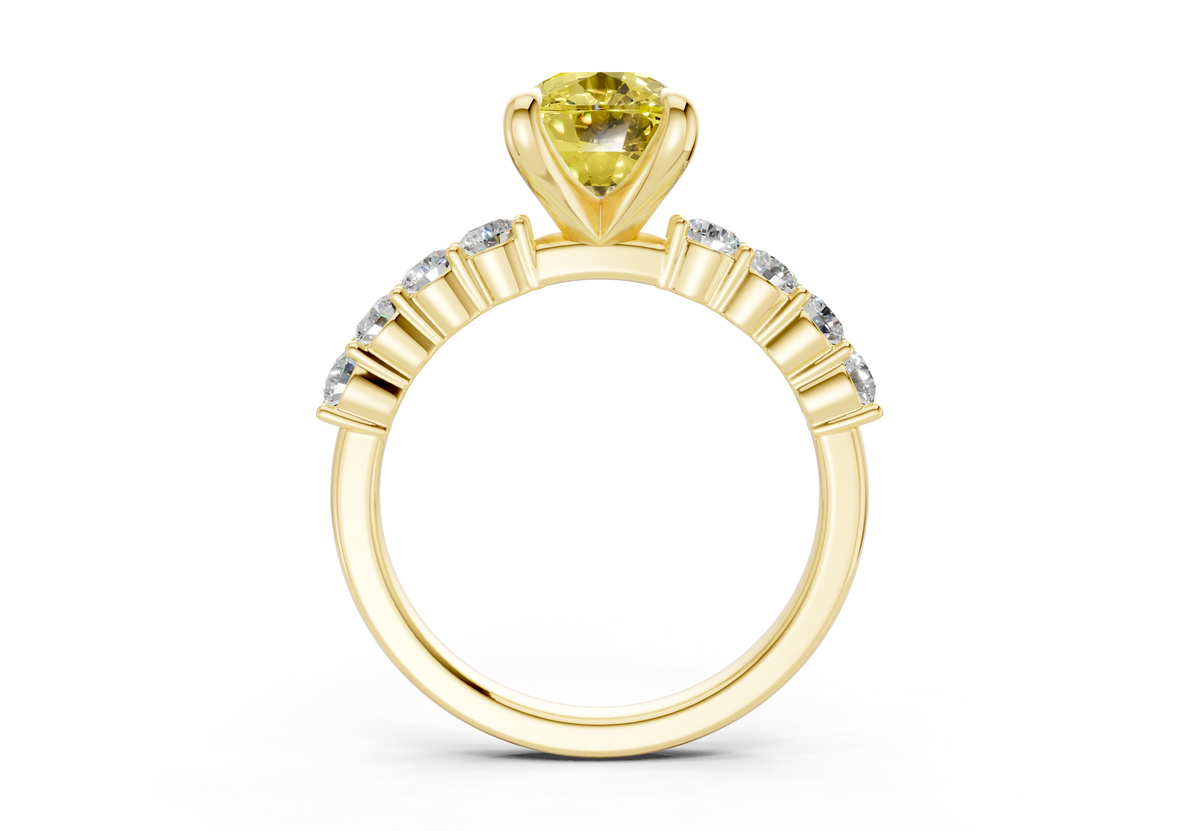 Arabella Yellow Diamond Accent Elongated Cushion Cut 2mm Engagement Ring