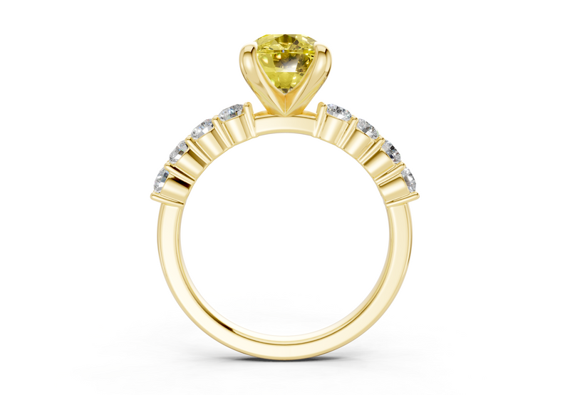 Arabella Yellow Diamond Accent Elongated Cushion Cut 2mm Engagement Ring