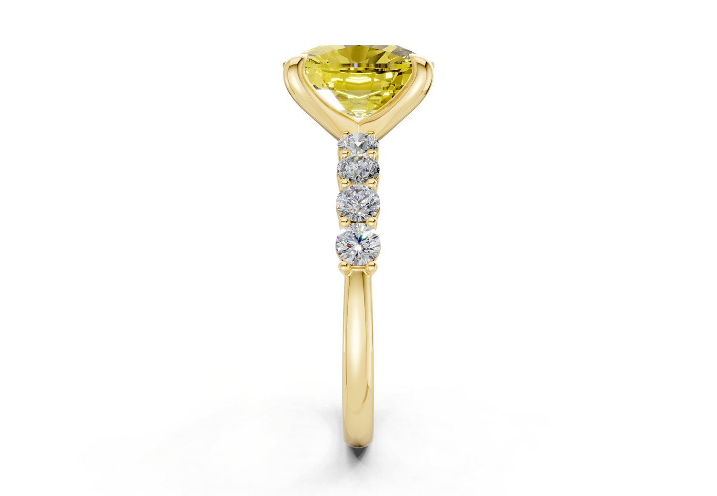 Arabella Yellow Diamond Accent Elongated Cushion Cut 2mm Engagement Ring