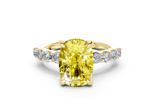 Arabella Yellow Diamond Accent Elongated Cushion Cut 2mm Engagement Ring