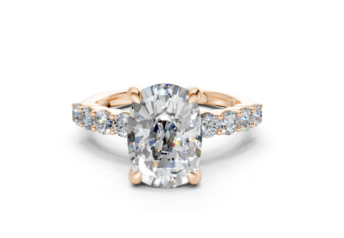 Arabella Diamond Accent Elongated Cushion Cut 2mm Engagement Ring
