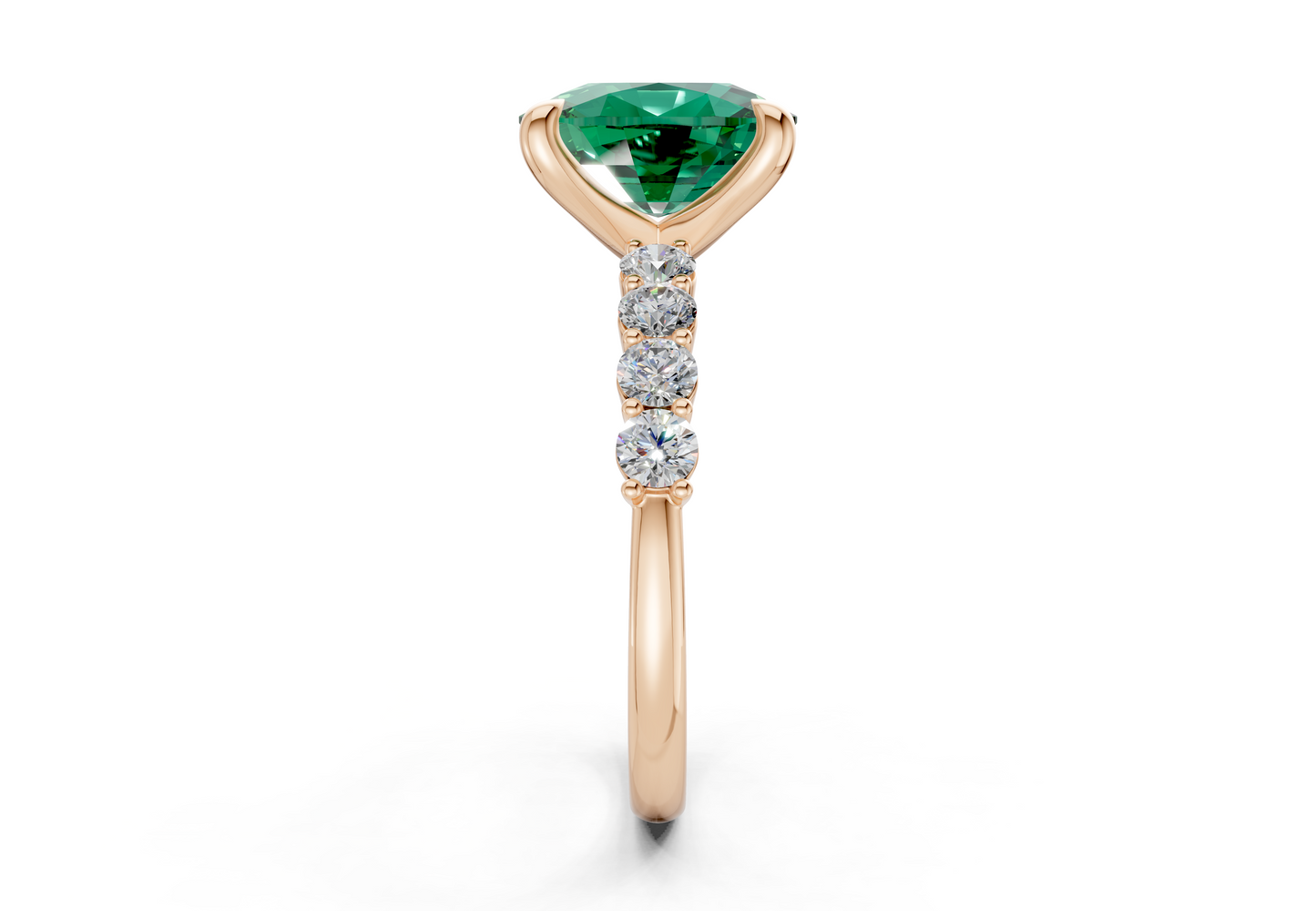 Arabella Emerald Gemstone Accent Elongated Cushion Cut 2mm Engagement Ring