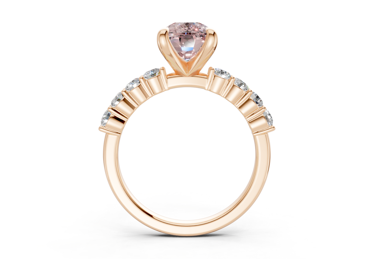 Arabella Pink Diamond Accent Elongated Cushion Cut 2mm Engagement Ring