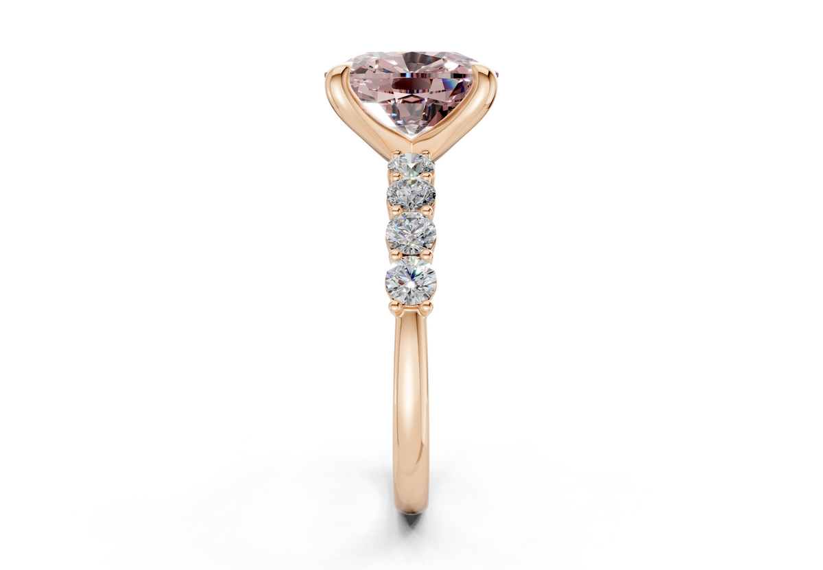 Arabella Pink Diamond Accent Elongated Cushion Cut 2mm Engagement Ring