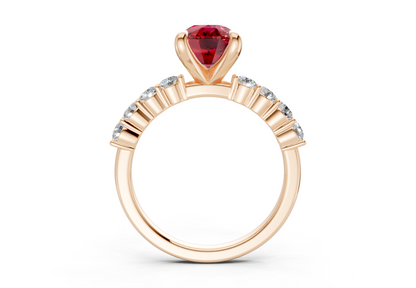 Arabella Ruby Gemstone Accent Elongated Cushion Cut 2mm Engagement Ring