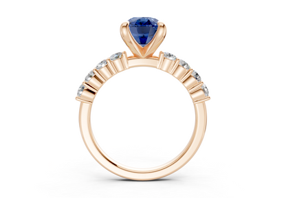 Arabella Sapphire Gemstone Accent Elongated Cushion Cut 2mm Engagement Ring