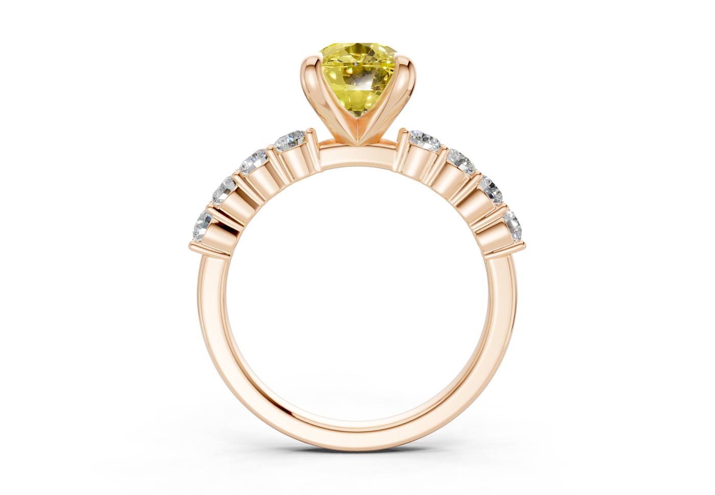 Arabella Yellow Diamond Accent Elongated Cushion Cut 2mm Engagement Ring