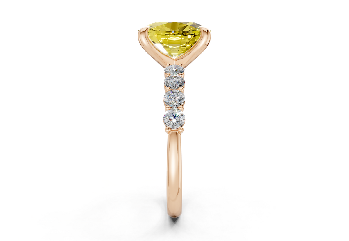 Arabella Yellow Diamond Accent Elongated Cushion Cut 2mm Engagement Ring