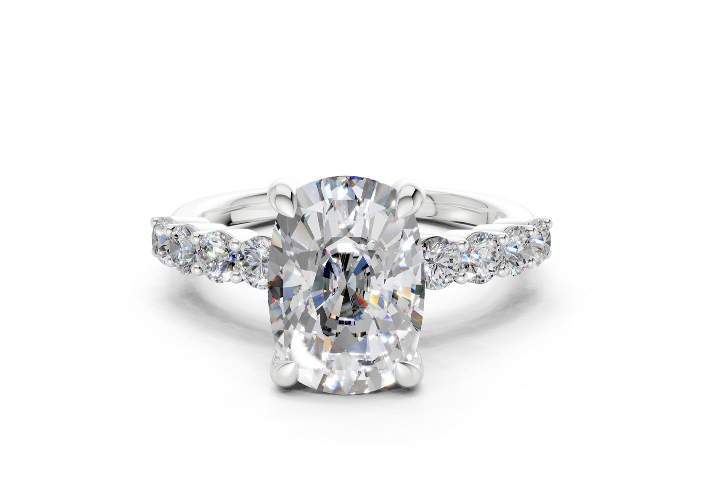 Arabella Diamond Accent Elongated Cushion Cut 2mm Engagement Ring