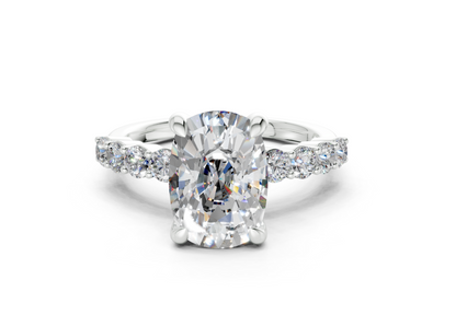 Arabella Diamond Accent Elongated Cushion Cut 2mm Engagement Ring