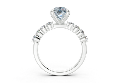 Arabella Blue Diamond Accent Elongated Cushion Cut 2mm Engagement Ring