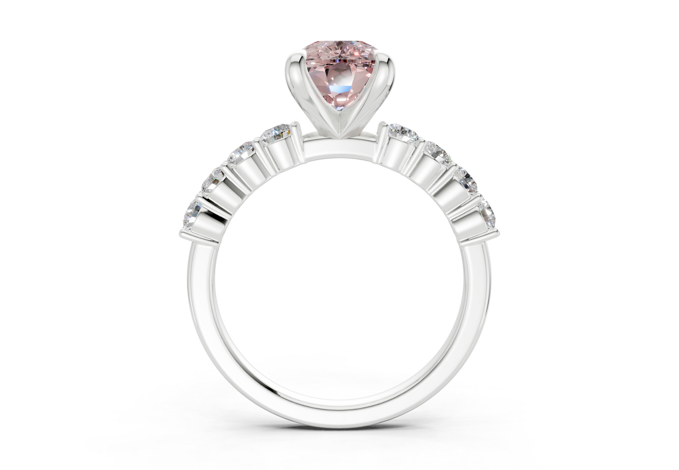 Arabella Pink Diamond Accent Elongated Cushion Cut 2mm Engagement Ring
