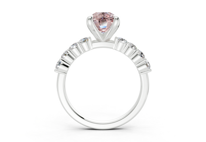 Arabella Pink Diamond Accent Elongated Cushion Cut 2mm Engagement Ring
