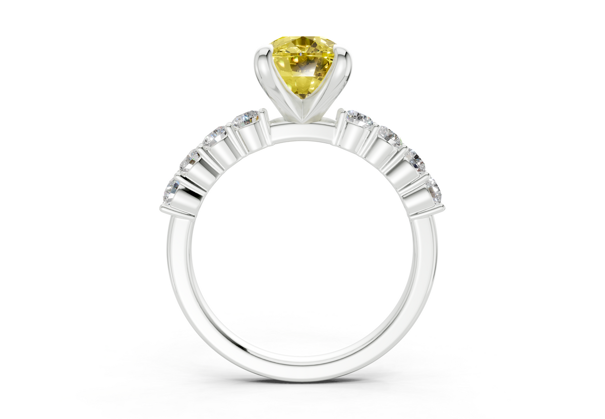 Arabella Yellow Diamond Accent Elongated Cushion Cut 2mm Engagement Ring