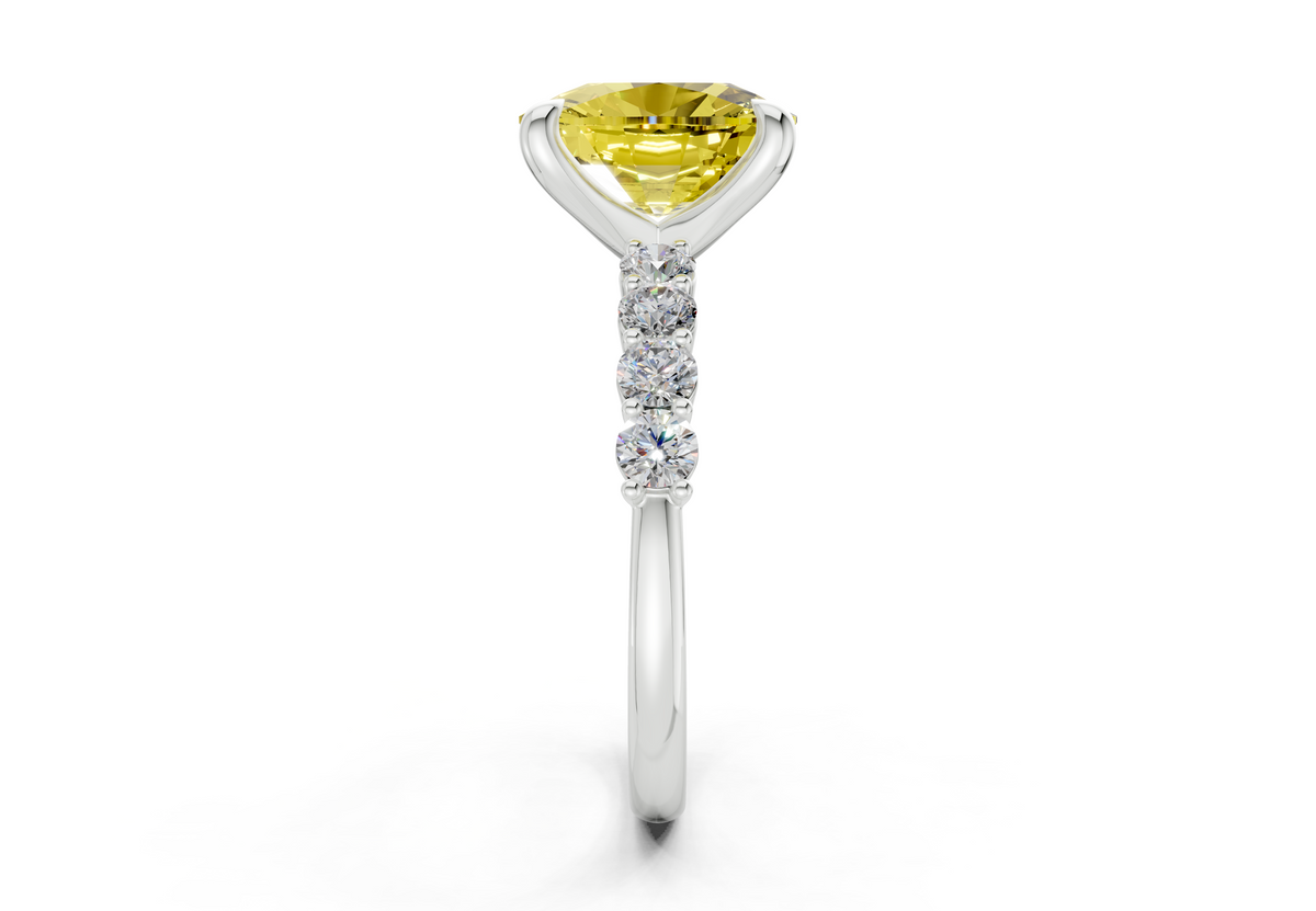 Arabella Yellow Diamond Accent Elongated Cushion Cut 2mm Engagement Ring