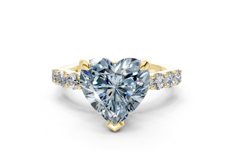 Arabella Blue Diamond Accent Heart Cut 2mm Engagement Ring