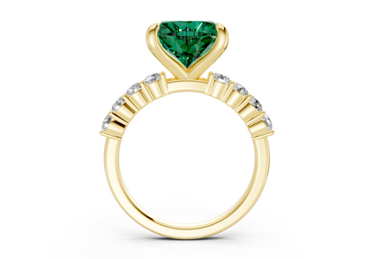 Arabella Emerald Gemstone Accent Heart Cut 2mm Engagement Ring
