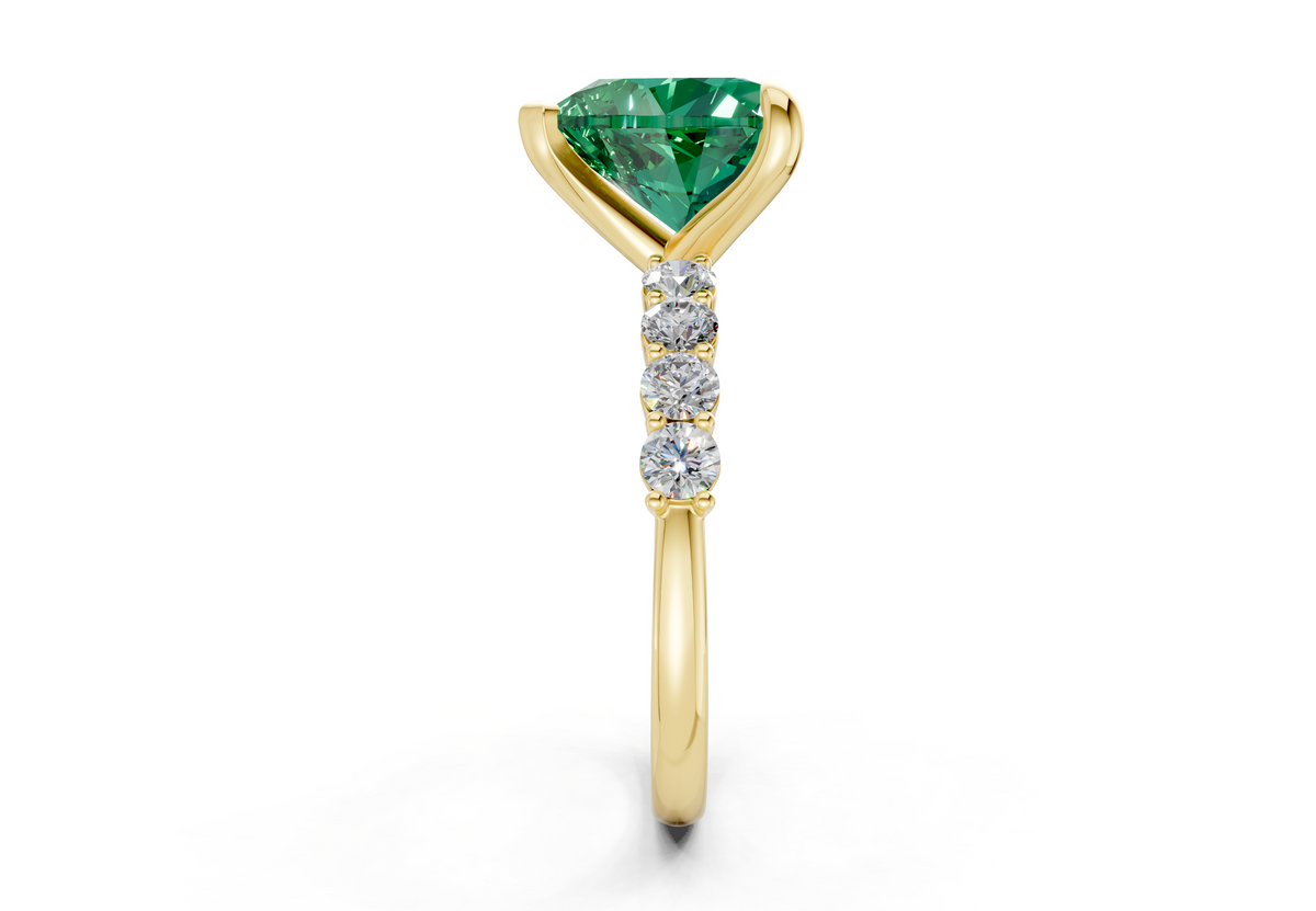 Arabella Emerald Gemstone Accent Heart Cut 2mm Engagement Ring