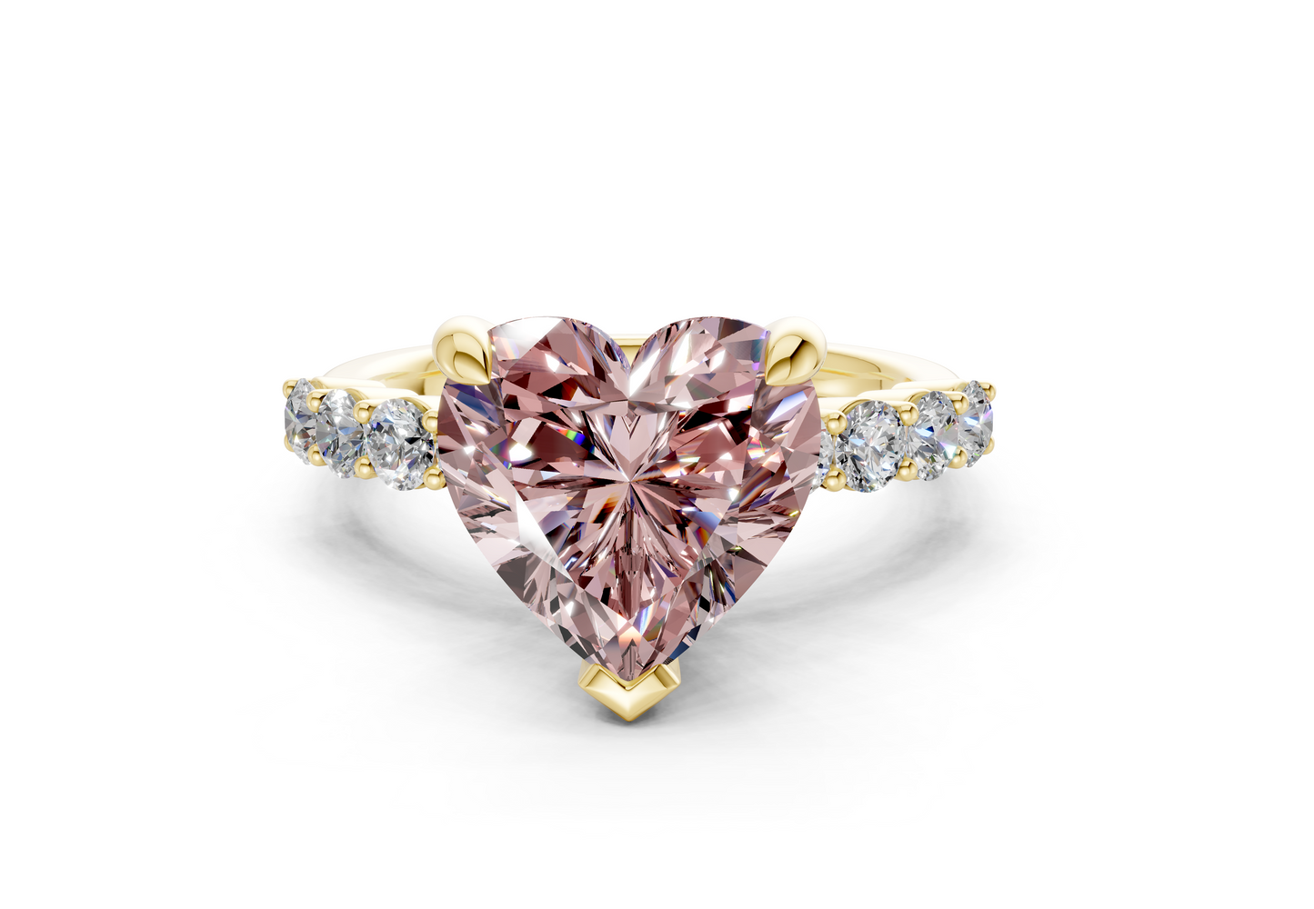 Arabella Pink Diamond Accent Heart Cut 2mm Engagement Ring
