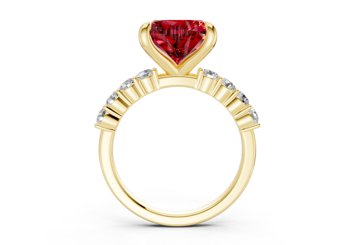 Arabella Ruby Gemstone Accent Heart Cut 2mm Engagement Ring