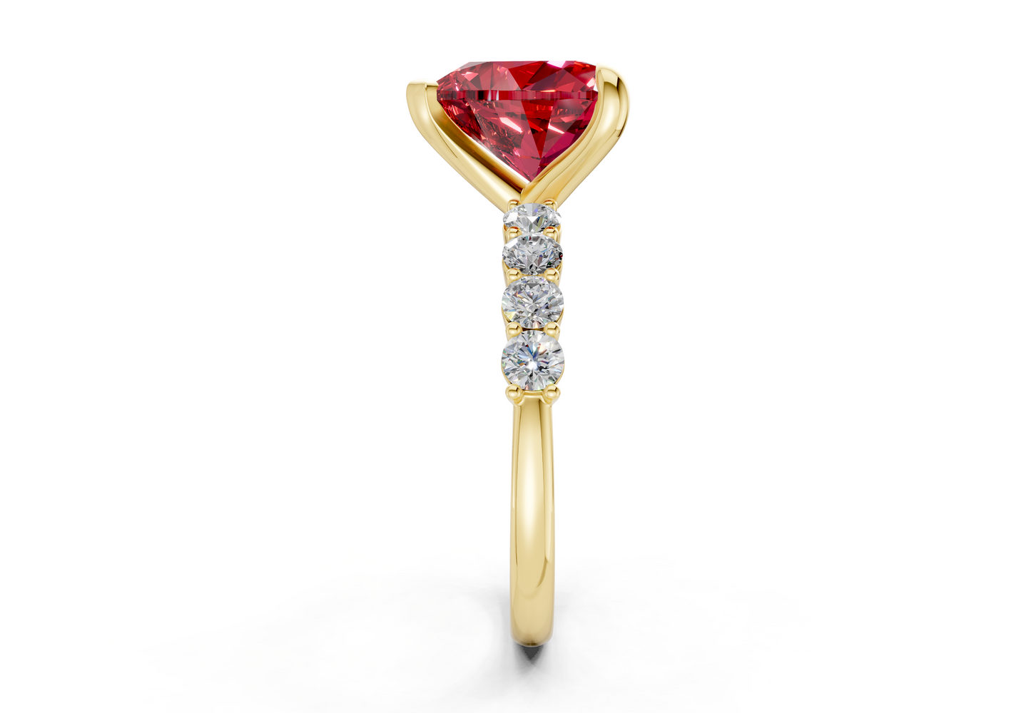 Arabella Ruby Gemstone Accent Heart Cut 2mm Engagement Ring