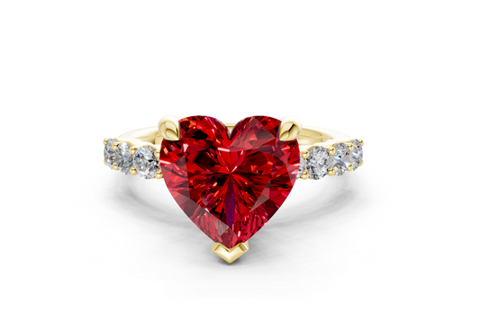 Arabella Ruby Gemstone Accent Heart Cut 2mm Engagement Ring