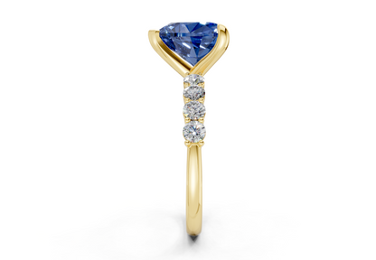 Arabella Sapphire Gemstone Accent Heart Cut 2mm Engagement Ring