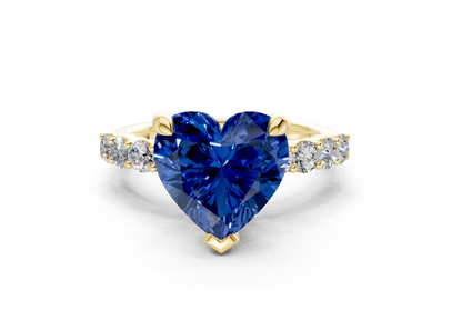Arabella Sapphire Gemstone Accent Heart Cut 2mm Engagement Ring