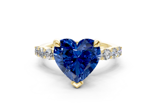 Arabella Sapphire Gemstone Accent Heart Cut 2mm Engagement Ring