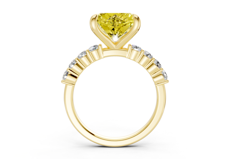 Arabella Yellow Diamond Accent Heart Cut 2mm Engagement Ring