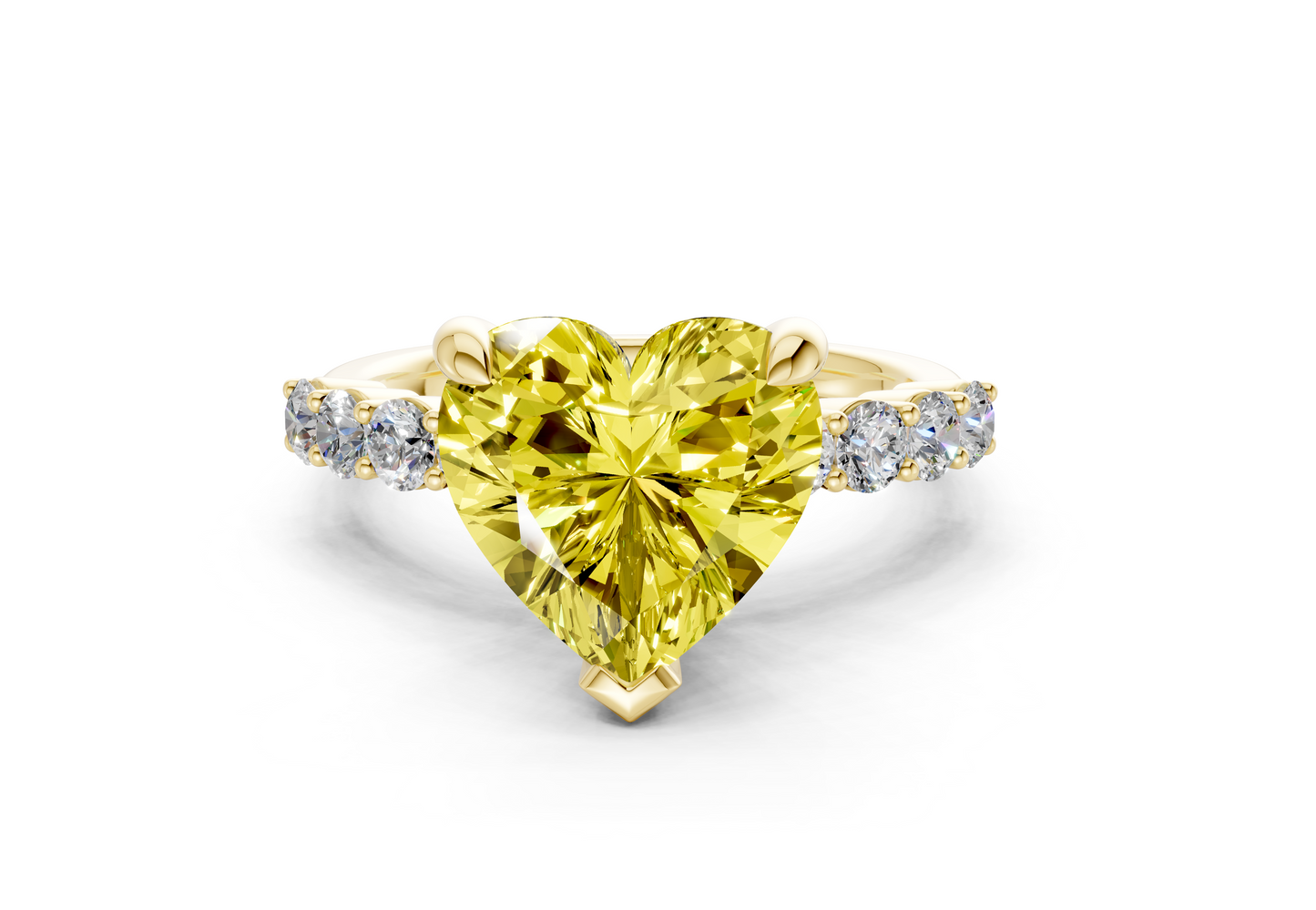 Arabella Yellow Diamond Accent Heart Cut 2mm Engagement Ring