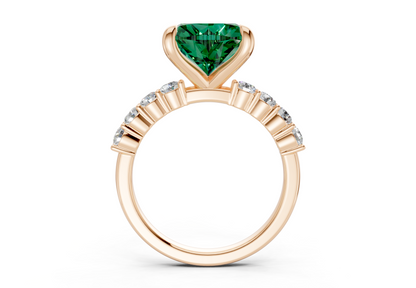 Arabella Emerald Gemstone Accent Heart Cut 2mm Engagement Ring