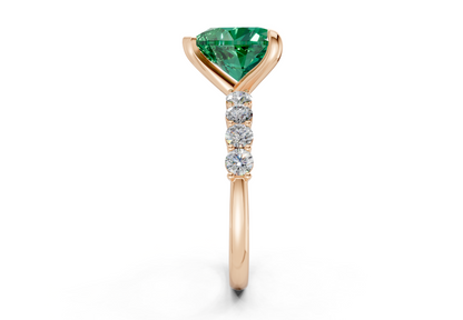 Arabella Emerald Gemstone Accent Heart Cut 2mm Engagement Ring