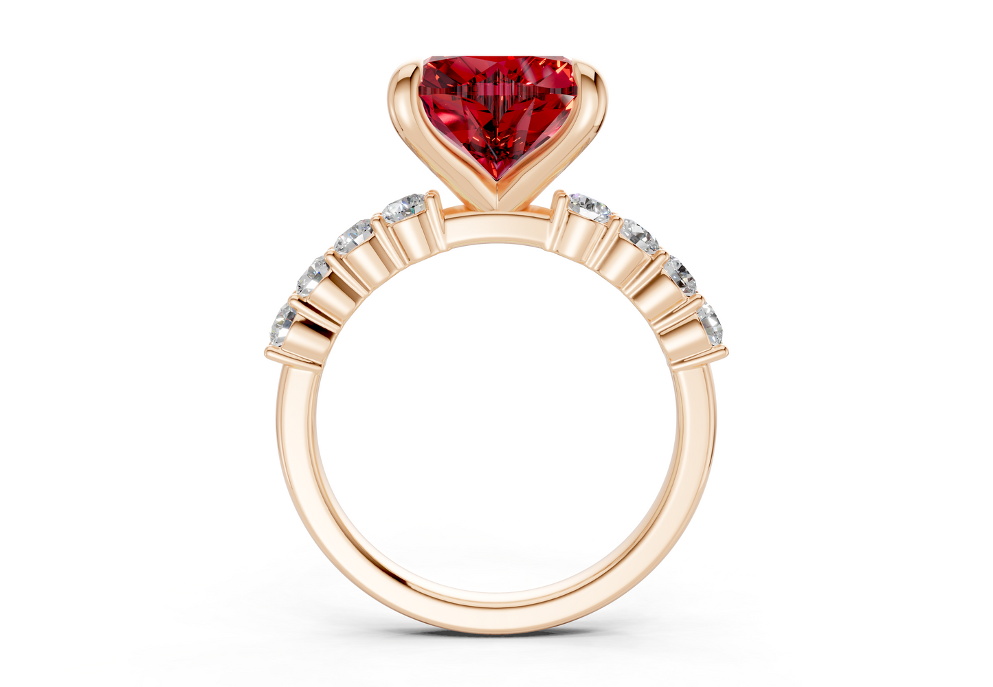 Arabella Ruby Gemstone Accent Heart Cut 2mm Engagement Ring