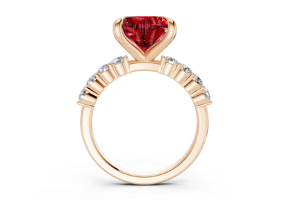 Arabella Ruby Gemstone Accent Heart Cut 2mm Engagement Ring