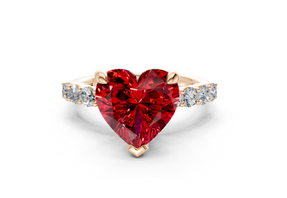 Arabella Ruby Gemstone Accent Heart Cut 2mm Engagement Ring