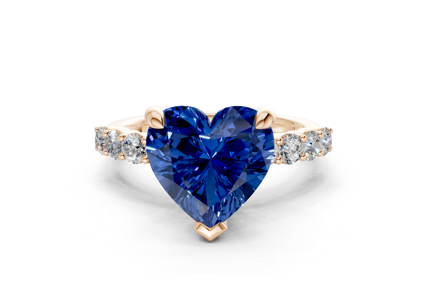 Arabella Sapphire Gemstone Accent Heart Cut 2mm Engagement Ring