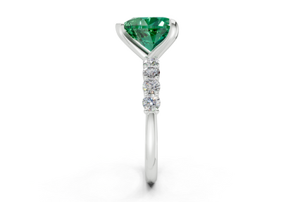 Arabella Emerald Gemstone Accent Heart Cut 2mm Engagement Ring