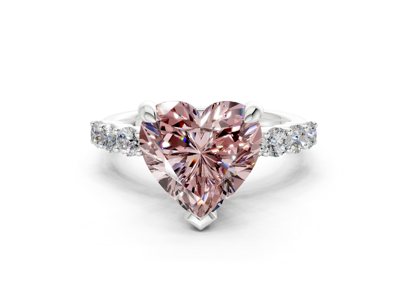 Arabella Pink Diamond Accent Heart Cut 2mm Engagement Ring