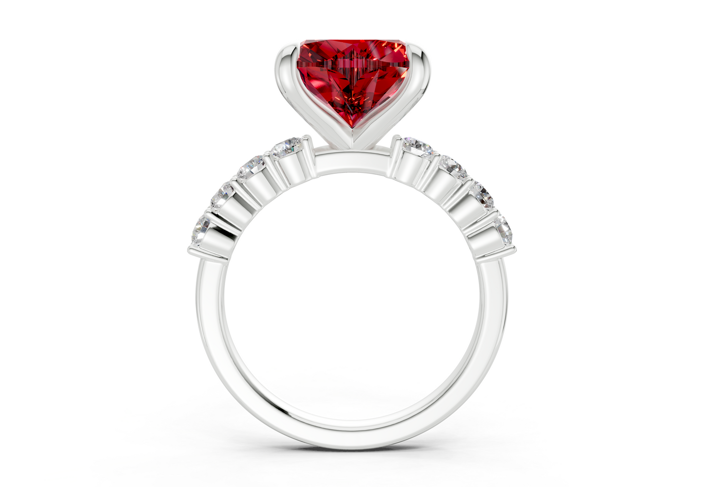 Arabella Ruby Gemstone Accent Heart Cut 2mm Engagement Ring