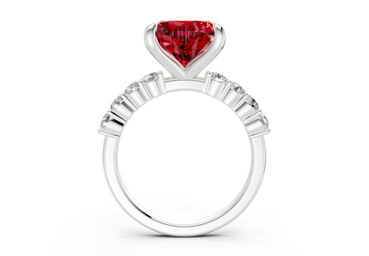 Arabella Ruby Gemstone Accent Heart Cut 2mm Engagement Ring