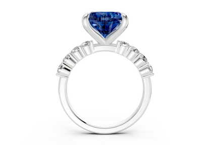 Arabella Sapphire Gemstone Accent Heart Cut 2mm Engagement Ring