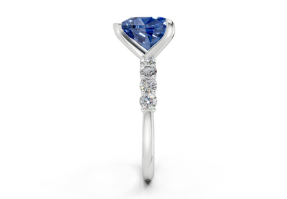 Arabella Sapphire Gemstone Accent Heart Cut 2mm Engagement Ring