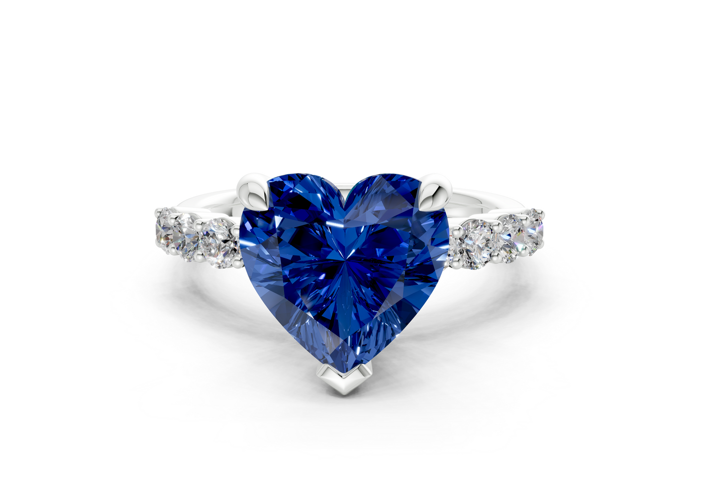 Arabella Sapphire Gemstone Accent Heart Cut 2mm Engagement Ring