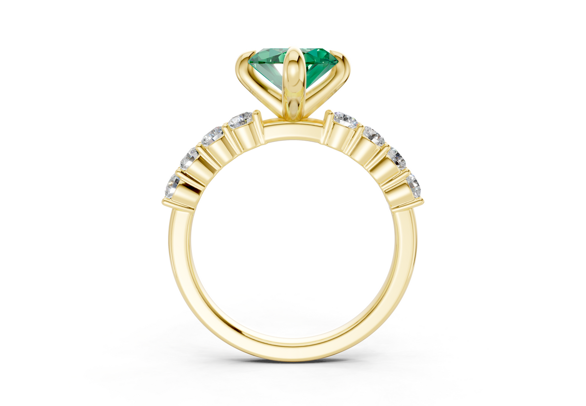 Arabella Emerald Gemstone Accent Marquise Cut 2mm Engagement Ring