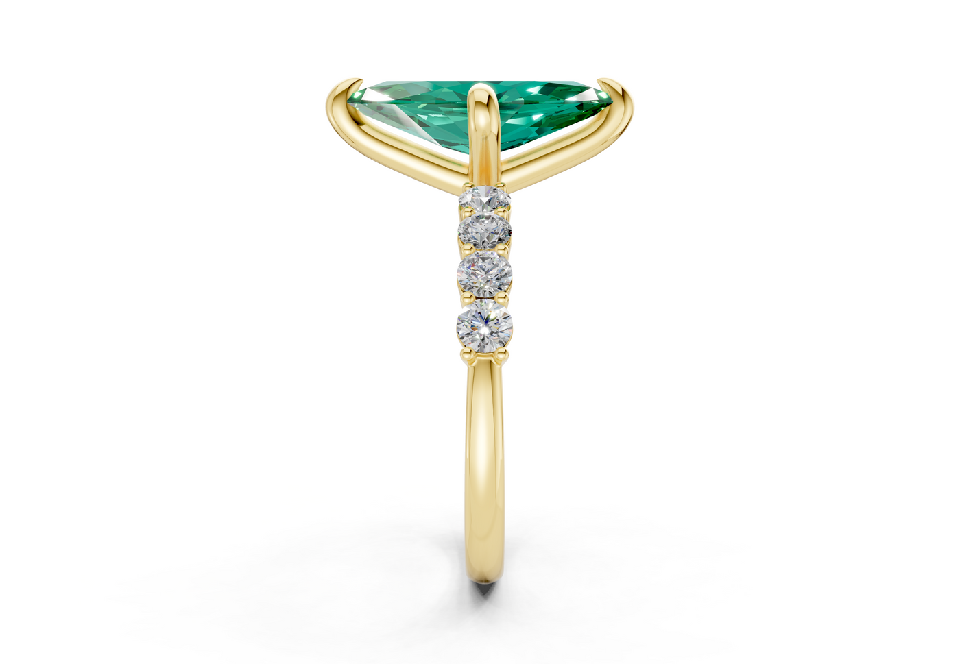 Arabella Emerald Gemstone Accent Marquise Cut 2mm Engagement Ring