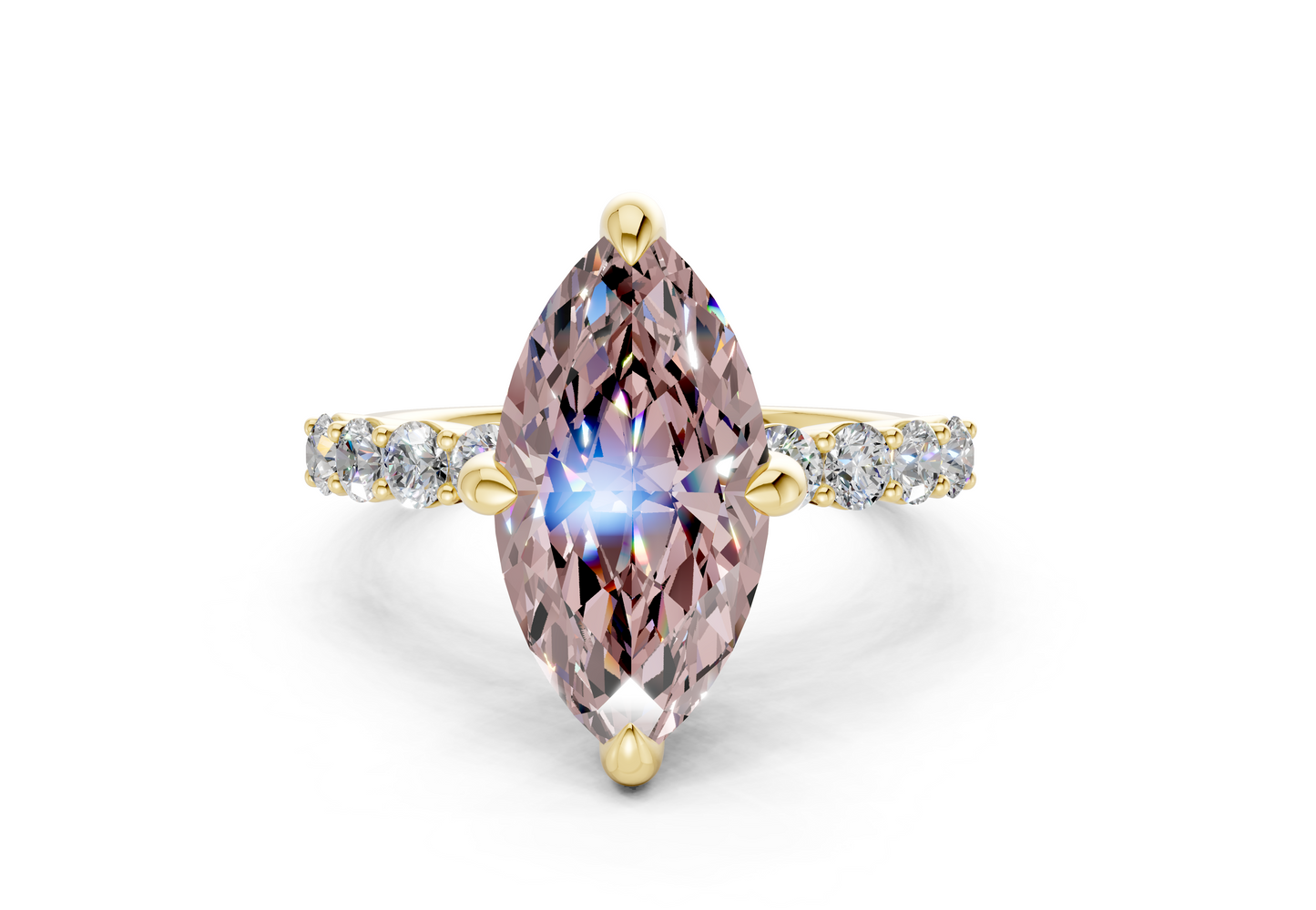 Arabella Pink Diamond Accent Marquise Cut 2mm Engagement Ring