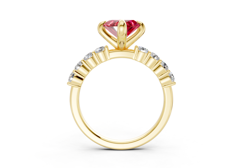 Arabella Ruby Gemstone Accent Marquise Cut 2mm Engagement Ring