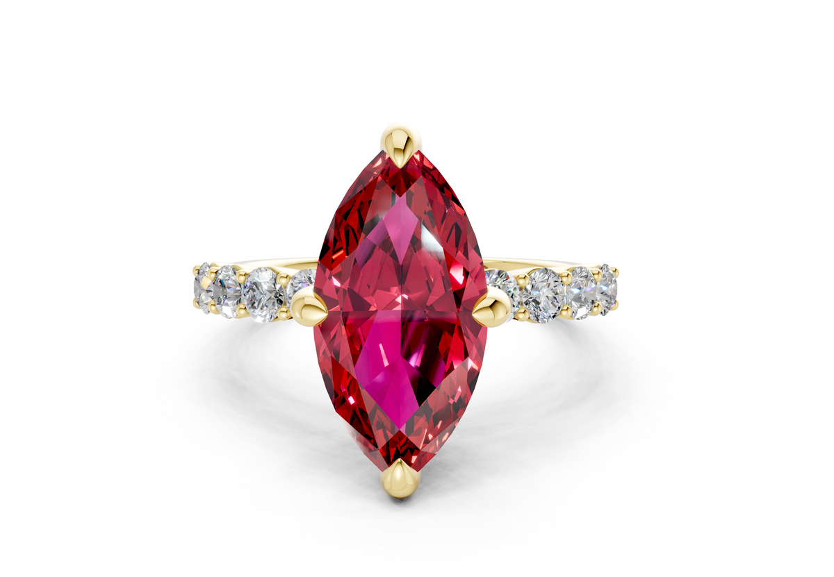 Arabella Ruby Gemstone Accent Marquise Cut 2mm Engagement Ring